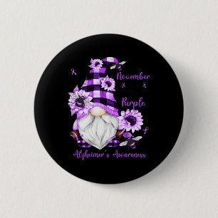 Badge Rond 5 Cm En Novembre Nous Portons Des Gnomes Violets Alzhei