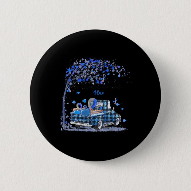 Badge Rond 5 Cm En novembre, nous portons un camion bleu de sensib (Devant)