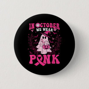 Badge Rond 5 Cm En Octobre Nous Portons Chemise Rose Fantôme Hallo