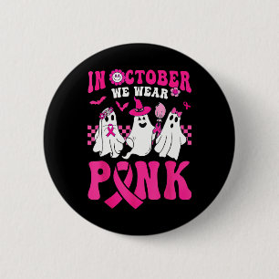 Badge Rond 5 Cm En Octobre Nous Portons Rose Cute Fantôme Cancer D