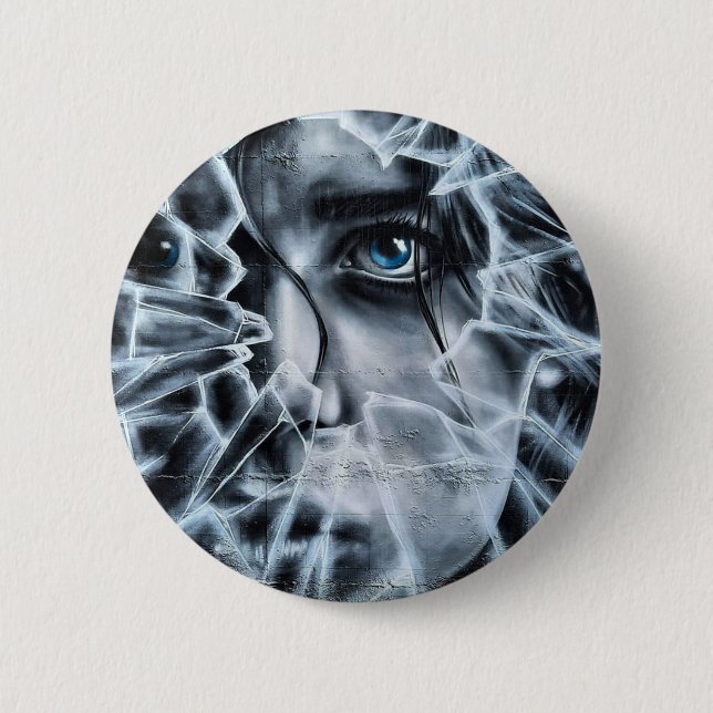 Badge Rond 5 Cm En regardant par la fenêtre brisée (Devant)