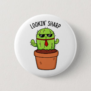 Badge Rond 5 Cm En regardant Sharp Funny Cactus Pun