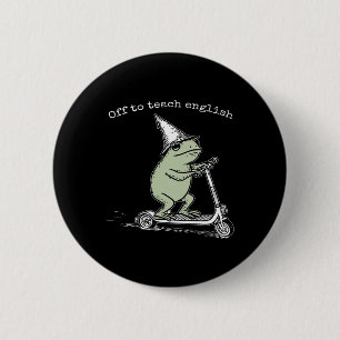 Badge Rond 5 Cm En route pour enseigner l'anglais Scooter Frog Pro