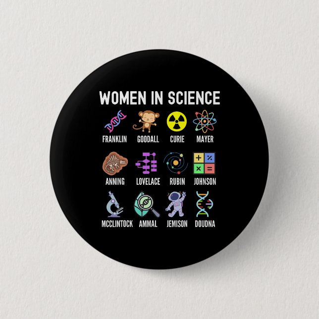 Badge Rond 5 Cm En Science - Feminist Stem Girls Empowerment Kids (Devant)