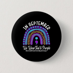 Badge Rond 5 Cm En Septembre Nous Portons Du Turquoise Et Du Viole