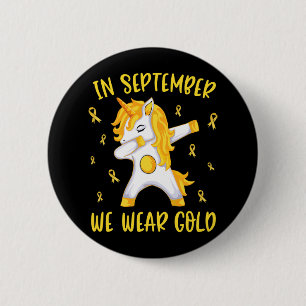 Badge Rond 5 Cm En Septembre Nous Portons Licorne Dorée Enfance Ca
