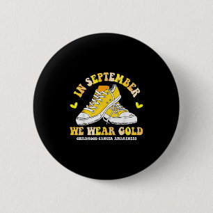 Badge Rond 5 Cm En Septembre Nous Portons Or Basket Cancer de l'En