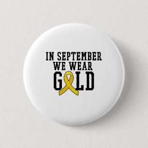 Badge Rond 5 Cm En septembre nous portons un ruban doré pour soute