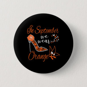 Badge Rond 5 Cm En septembre We Wear Orange Leukemia Awareness Mon