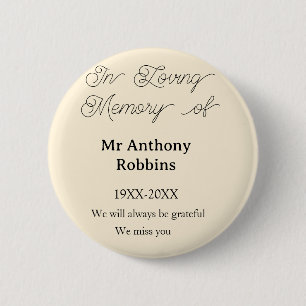 Badge Rond 5 Cm En souvenir affectueux de nom souvenir funéraire