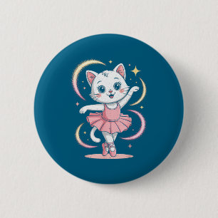 Badge Rond 5 Cm En tutu de chat, danse de ballet