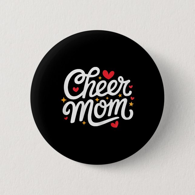 Badge Rond 5 Cm Encourage Maman Mignonne Cheerleading Mère  (Devant)