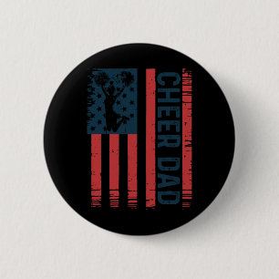Badge Rond 5 Cm Encourage Papa Cheerleading Nous Drapeau Américain