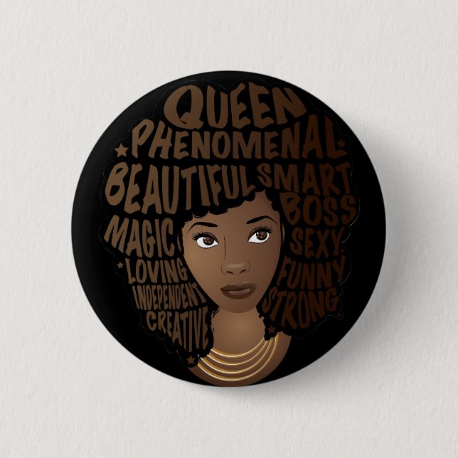 Badge Rond 5 Cm Encourageant les femmes noires, cheveux naturels,  (Devant)