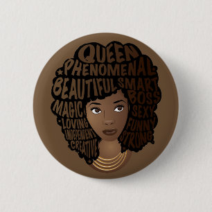Badge Rond 5 Cm Encourager les femmes noires, cheveux naturels, Br