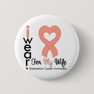 Badge Rond 5 Cm Endometrial Cancer Heart Ribbon WIFE