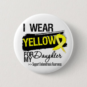 Badge Rond 5 Cm Endométriose jaune de ruban de fille
