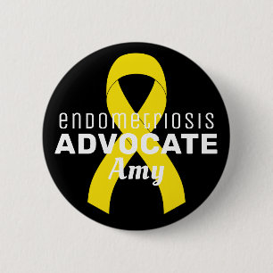 Badge Rond 5 Cm Endometriosis Advocate Ribbon Black Button