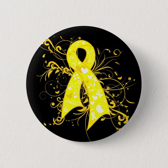 Badge Rond 5 Cm Endometriosis Floral Swirls Ribbon (Devant)