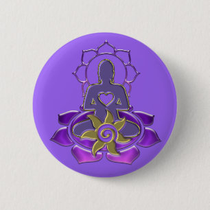 Badge Rond 5 Cm énergie BUDDHA violet clair