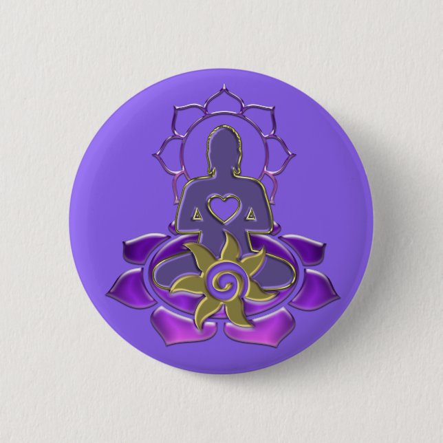 Badge Rond 5 Cm énergie BUDDHA | violet clair (Devant)