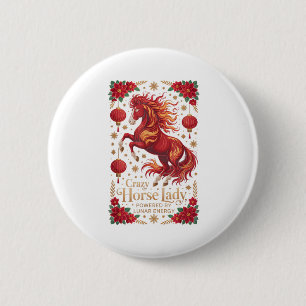 Badge Rond 5 Cm Énergie lunaire festive 2026 Crazy Horse Lady Powe