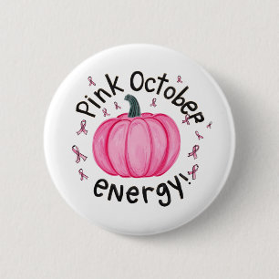 Badge Rond 5 Cm Énergie rose octobre, SENSIBILISATION AU CANCER Oc