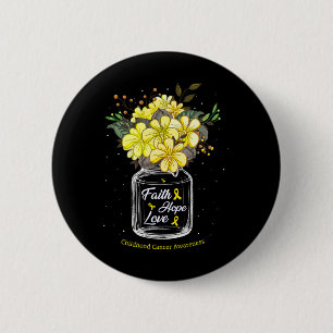 Badge Rond 5 Cm Enfance Cancer Faith Love Hope Flower Jar Award