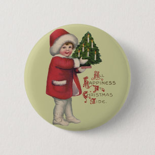 Badge Rond 5 Cm Enfant avec illustration artistique vintage d'arbr
