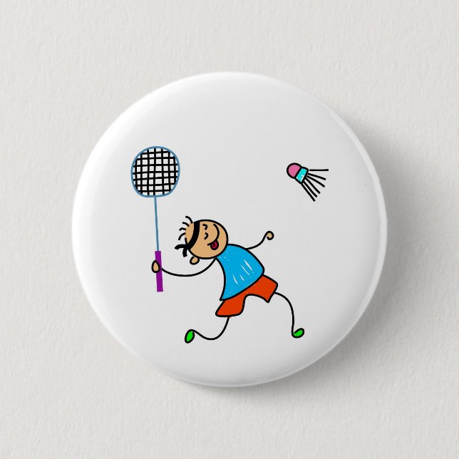 Badge Rond 5 Cm Enfant de badminton (Devant)