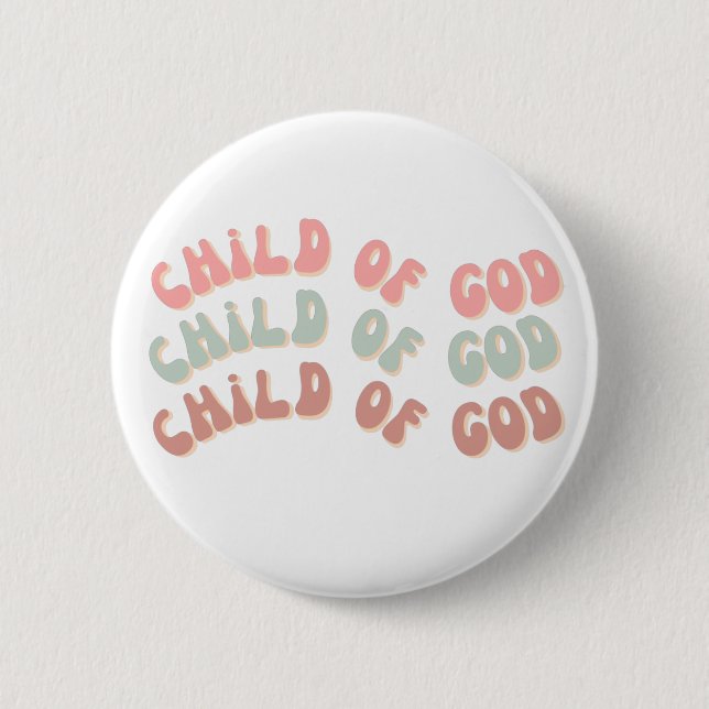 Badge Rond 5 Cm Enfant de Dieu Vagues rétro (Devant)