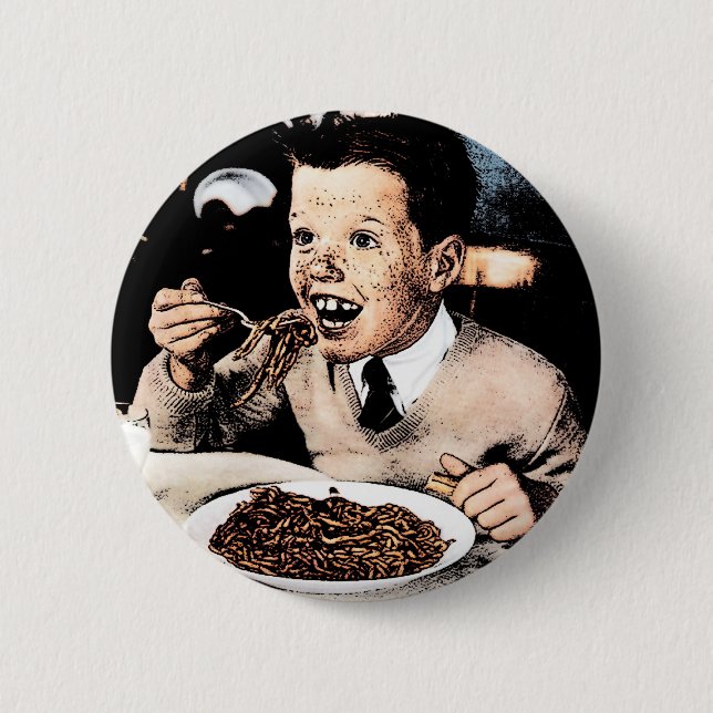 Badge Rond 5 Cm Enfant déplaisant de spaghetti (Devant)