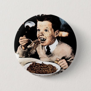 Badge Rond 5 Cm Enfant déplaisant de spaghetti