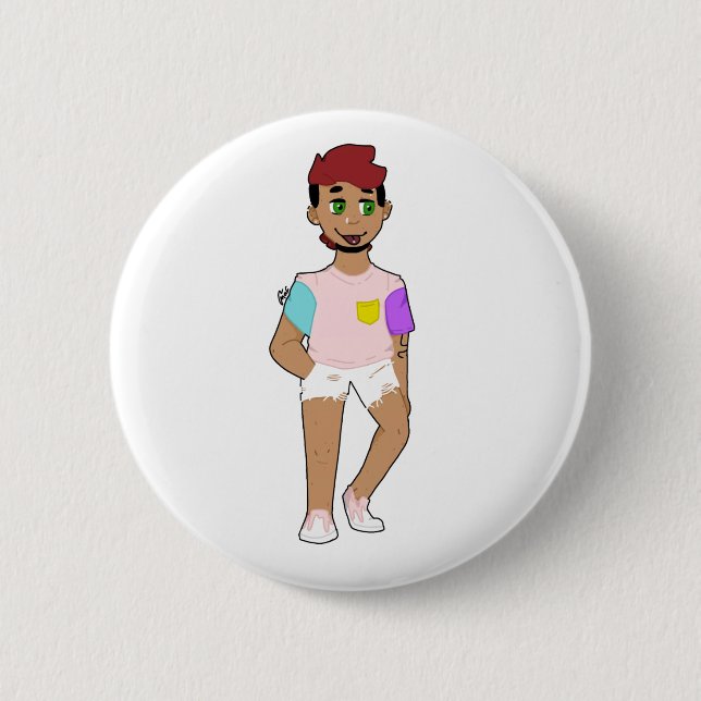 Badge Rond 5 Cm enfant en short avec langue (Devant)
