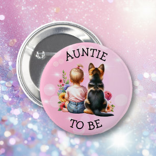 Badge Rond 5 Cm Enfant et chiot Tante pour être Baby shower