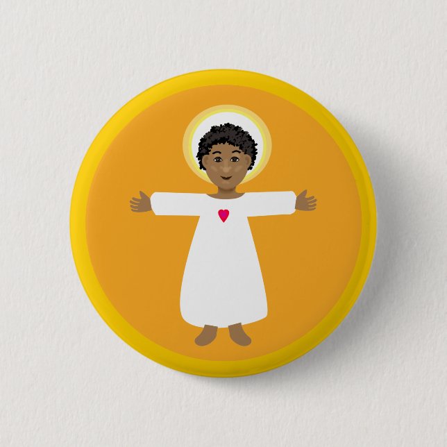 Badge Rond 5 Cm Enfant Jésus amour coeur (Devant)