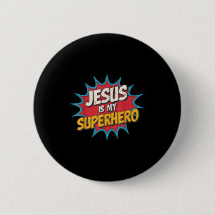 Badge Rond 5 Cm Enfant Jésus Est Mon Superhéros Chrétien Dieu Fils