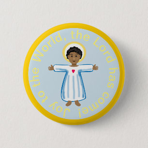 Badge Rond 5 Cm Enfant Jésus Joy au monde citation