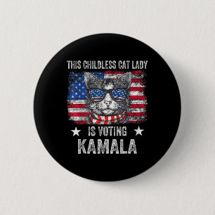 Badge Rond 5 Cm Enfant Lady Chat Vote Kamala Harris 2024 Us