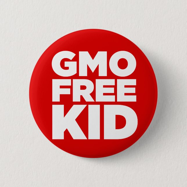 BADGE ROND 5 CM ENFANT LIBRE DE GMO (ROUGE) (Devant)