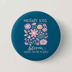 Badge Rond 5 Cm Enfant militaire pissenlit fleurir où planté viole