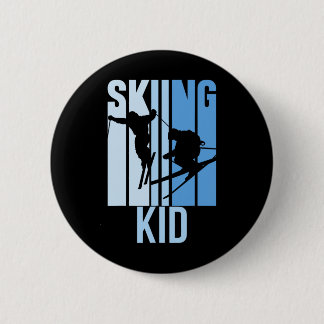 Badge Rond 5 Cm Enfant qui fait du ski Skieur Skieurs Passion