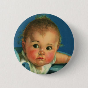 Badge Rond 5 Cm Enfant vintage, bébé mignon garçon ou fille en cha