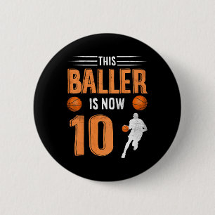 Badge Rond 5 Cm Enfants 10e Anniversaire Joueur de basket-ball Ce
