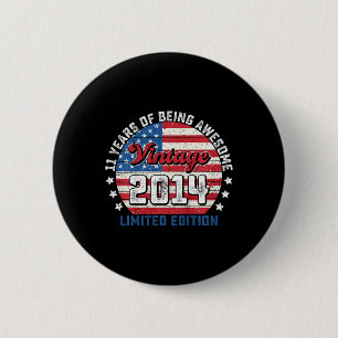 Badge Rond 5 Cm Enfants 11e anniversaire garçon drapeau américain