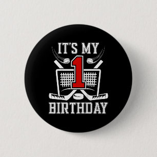 Badge Rond 5 Cm Enfants 1er anniversaire Hockey sur glace Garçon 1