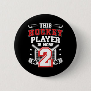 Badge Rond 5 Cm Enfants 2ème anniversaire de hockey sur glace Deux