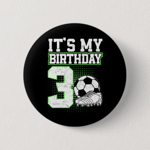Badge Rond 5 Cm Enfants 3 Ans Football Garçon C'est Mon 3ème Anniv