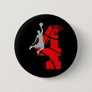 Badge Rond 5 Cm Enfants 4 ans 4ème Basketball Anniversaire FêteThè