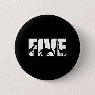 Badge Rond 5 Cm Enfants 5 Ans Anniversaire Dinosaur T Rex Don,